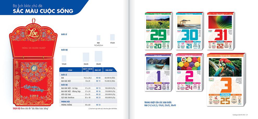 Mẫu lịch tết màu sắc sống động do In Việt Dũng thiết kế và in ấn