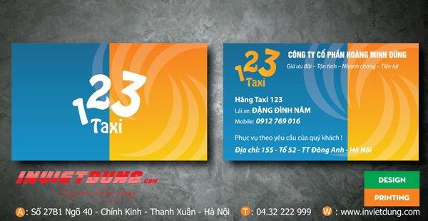 30 Mẫu card visit taxi đẹp. In card visit taxi giá rẻ tại Hà Nội.