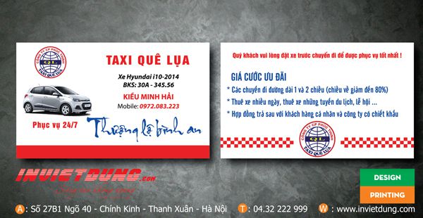30 Mẫu card visit taxi đẹp. In card visit taxi giá rẻ tại Hà Nội.