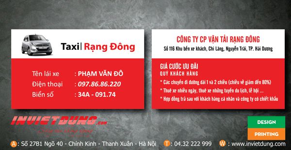 30 Mẫu card visit taxi đẹp. In card visit taxi giá rẻ tại Hà Nội.
