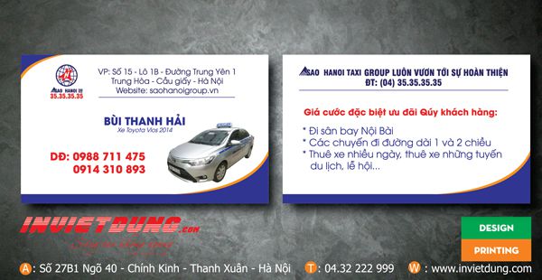30 Mẫu card visit taxi đẹp. In card visit taxi giá rẻ tại Hà Nội.