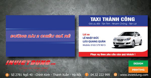 30 Mẫu card visit taxi đẹp. In card visit taxi giá rẻ tại Hà Nội.