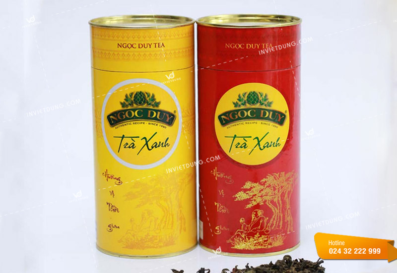 Mẫu hộp trụ tròn đựng trà xanh Ngọc Duy