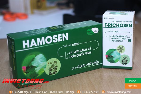 Mẫu bao bì giấy đựng thực phẩm chức năng HAMOSEN đẹp