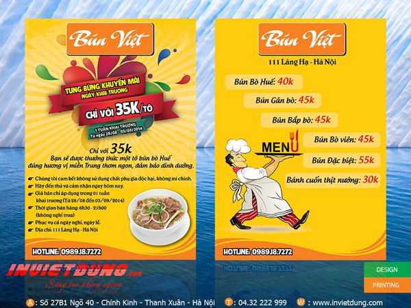 Mẫu tờ rơi A5 - Cừa hàng ăn Bún bò Mẫu tờ rơi A5 - Cừa hàng ăn Bún bò