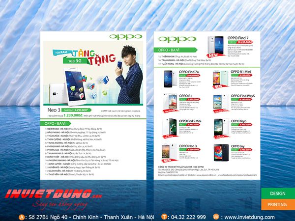 Mẫu tờ rơi A5 quảng cáo điện thoại OPPO