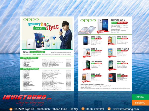 Mẫu tờ rơi A5 quảng cáo điện thoại OPPO
