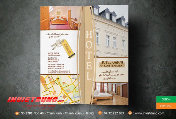 Tờ rơi khách sạn hotel Garni. Mẫu tờ rơi quảng cáo khách sạn đẹp