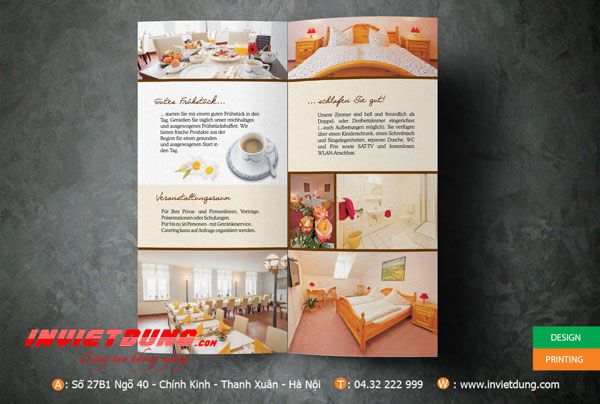 Tờ rơi khách sạn hotel Garni. Mẫu tờ rơi quảng cáo khách sạn đẹp