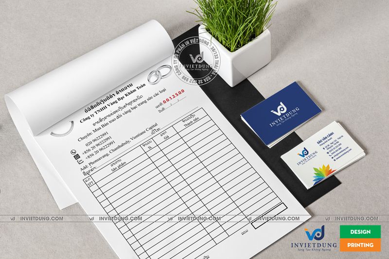 Hóa đơn bán hàng khổ A4 cửa hàng vàng bạc Khăm Toàn