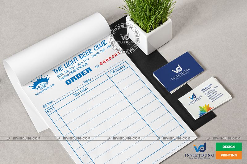 Mẫu order kích thước 7x10 cm quán bia the light beer club