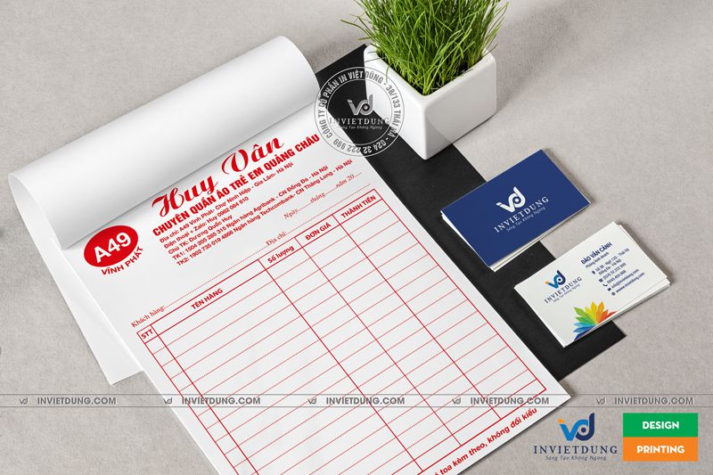 Mẫu hóa đơn bán hàng cửa hàng quần áo