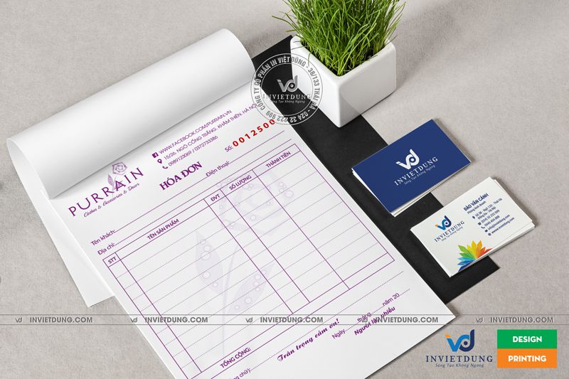 Mẫu hóa đơn bán lẻ A6 cửa hàng quần áo và phụ kiện Purain