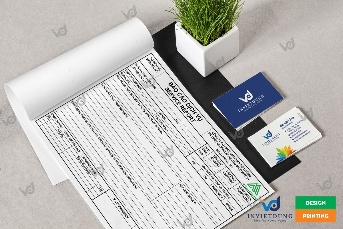 Mẫu hóa đơn song ngữ anh việt bảng báo cáo dịch vụ của công ty Mico Hitech