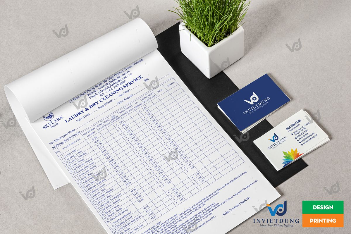 Mẫu hóa đơn bán hàng dịch vụ giặt khô là hơi của khách sạn Skylark