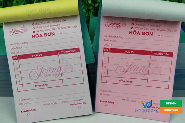 Mẫu in hóa đơn bán hàng trung tâm spa Jenny