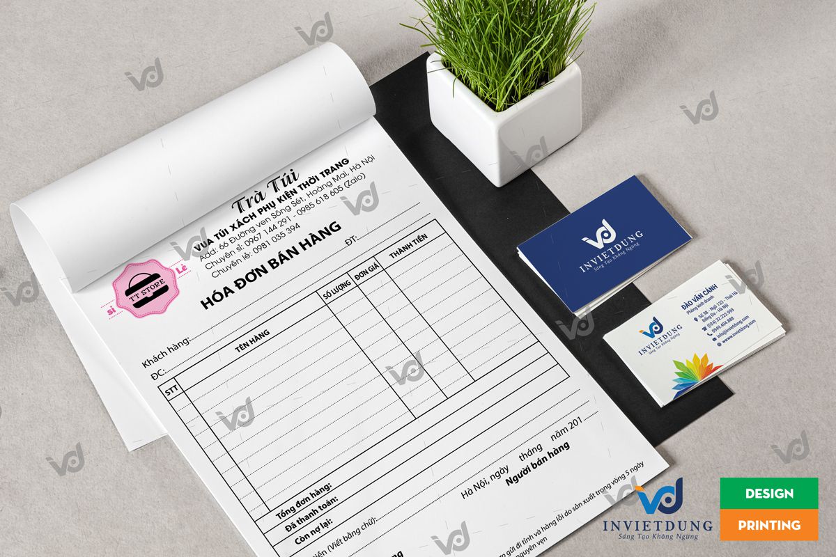 Mẫu hóa đơn bán hàng cửa hàng túi xách thời trang đẹp
