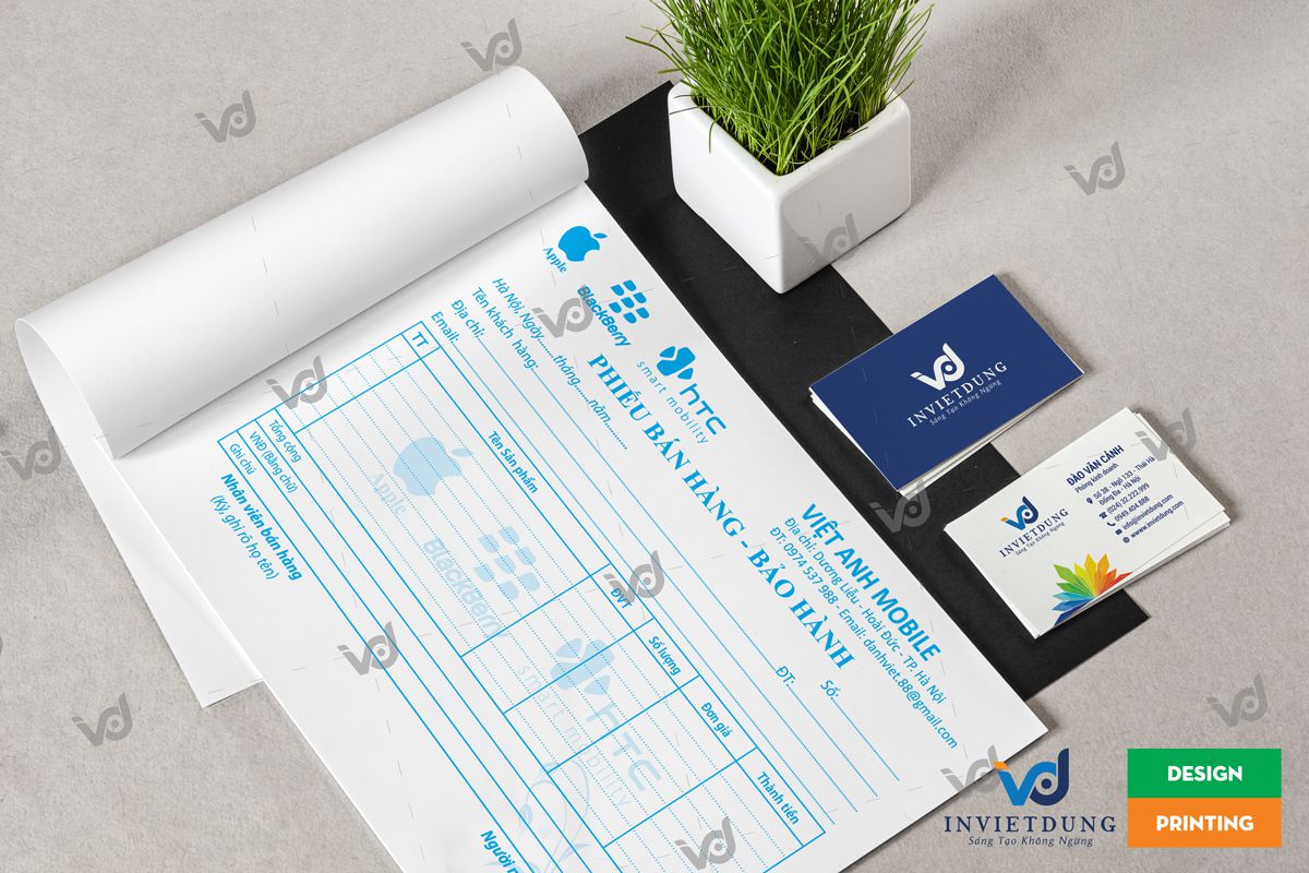 In phiếu bán hàng kiêm bảo hành cho cửa hàng điện thoại