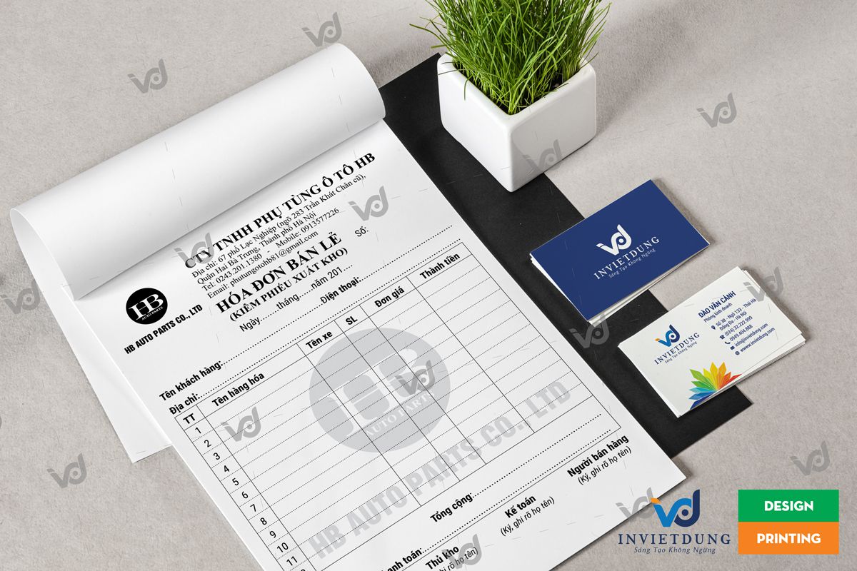 In hóa đơn bản lẻ kiêm phiếu xuất kho cửa hàng phụ tùng oto HB