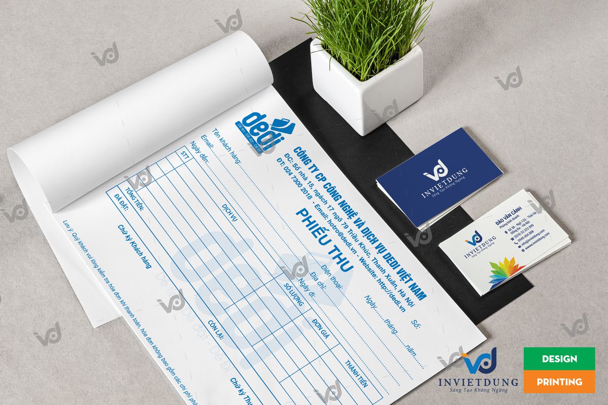 Mẫu phiếu thu đẹp cho công ty DEDI Việt Nam