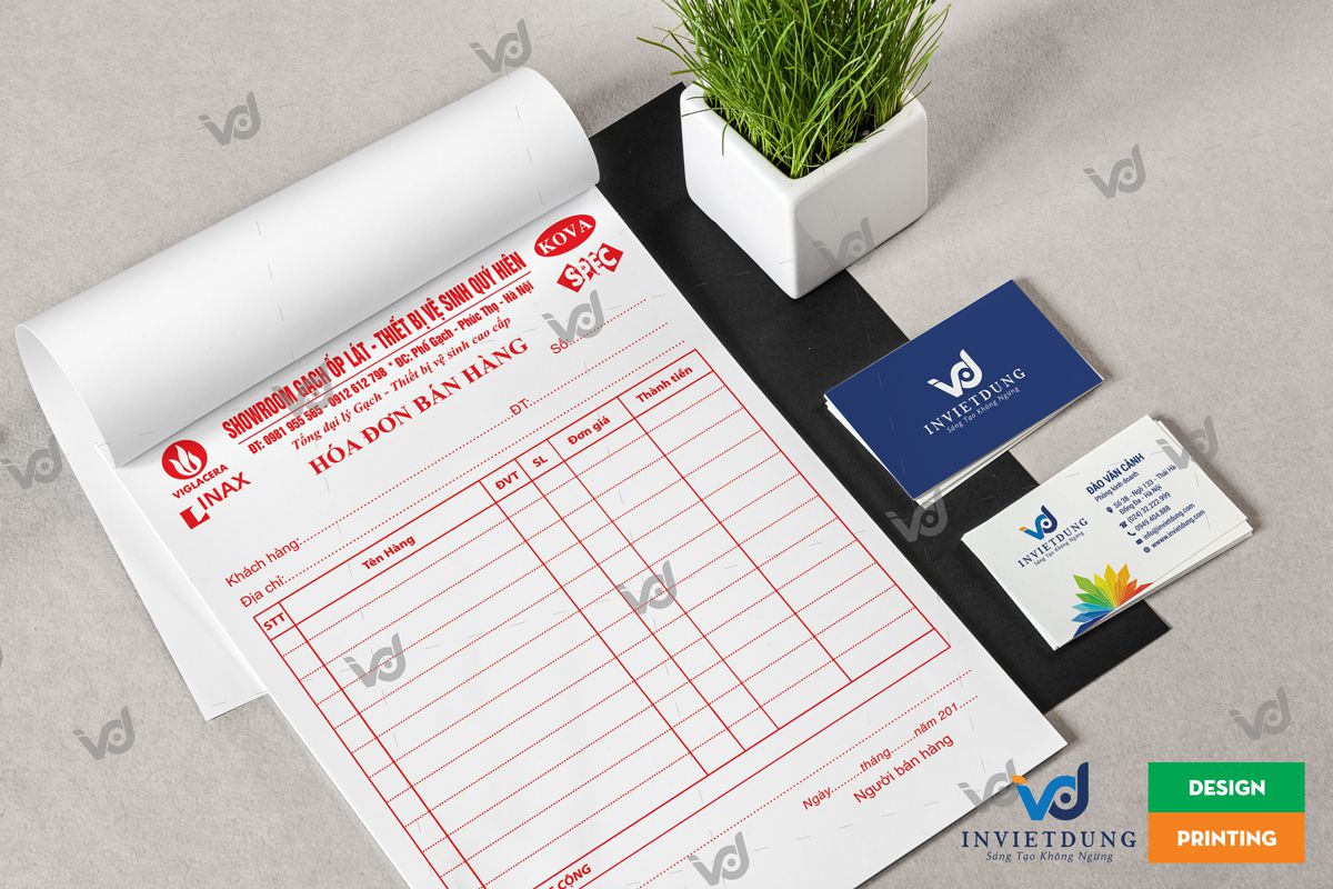 In hóa đơn bán hàng đẹp cho showroom Gạch ốp lát - thiết bị vệ sinh