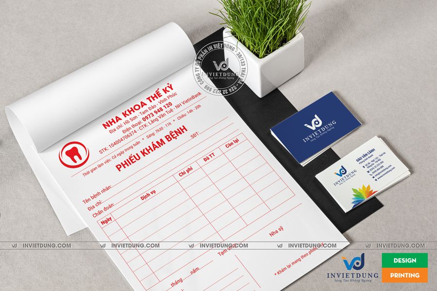 In hóa đơn phiếu khám bệnh nha khoa Thế Kỷ