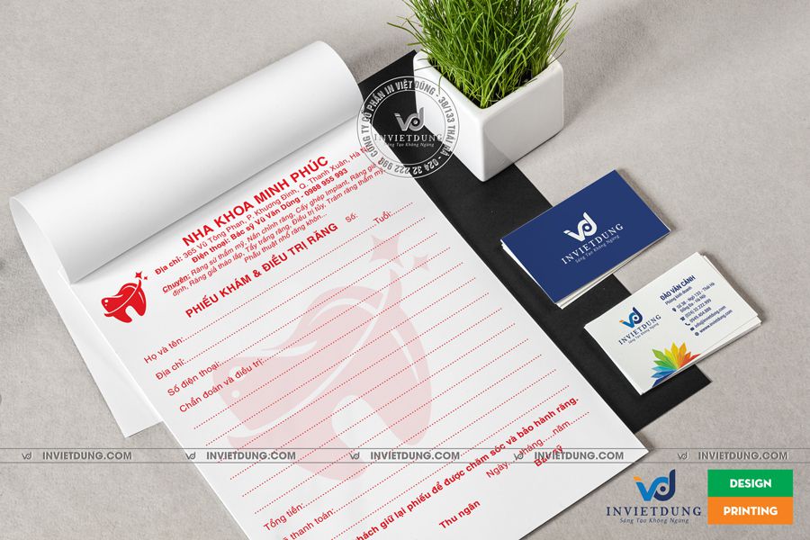 In phiếu khám và điều trị răng cho Nha khoa Minh Phúc