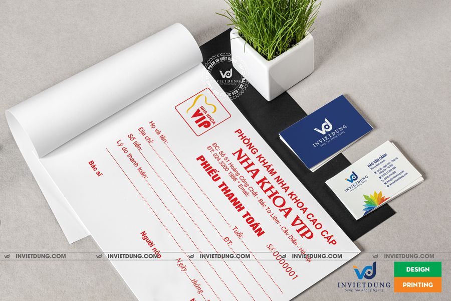 Mẫu phiếu thanh toán Nha khoa VIP