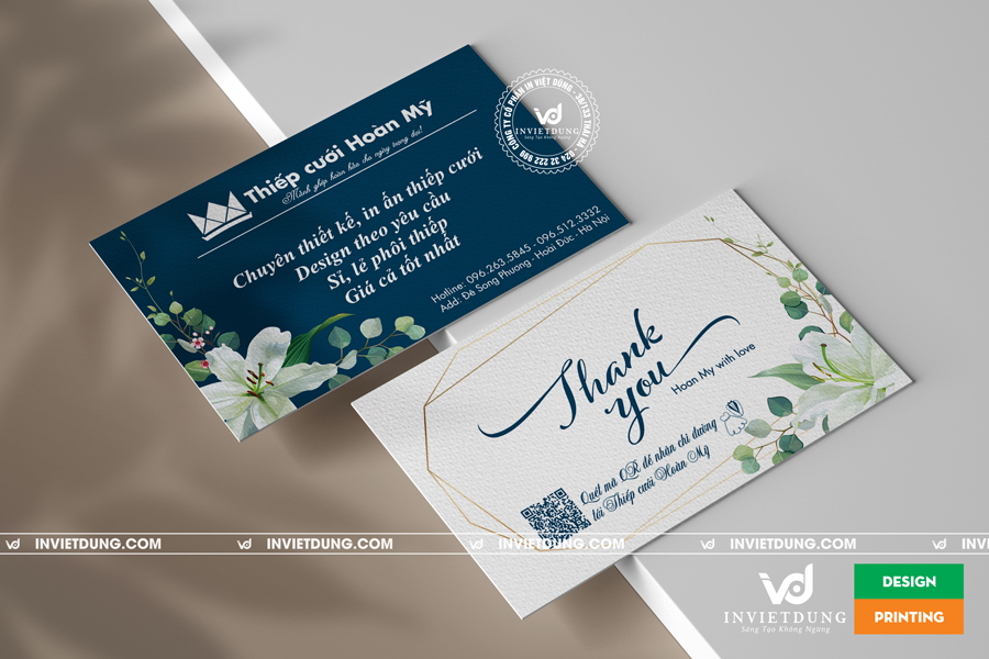 In card cảm ơn khách hàng cho cửa hàng Thiếp cưới Hoàn Mỹ