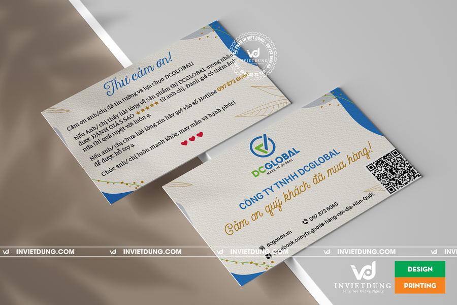 In thank you card cho công ty TNHH DCGLOBAL