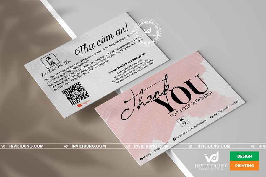 In card cảm ơn chuyên nghiệp cho cửa hàng MK Store