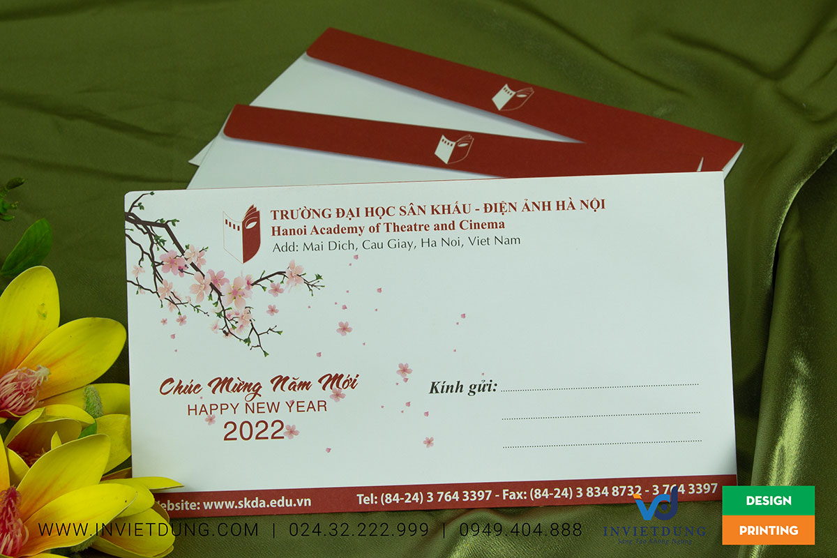 Mẫu phong bì chúc mừng năm mới trường đại học sân khấu - điện ảnh Hà Nội