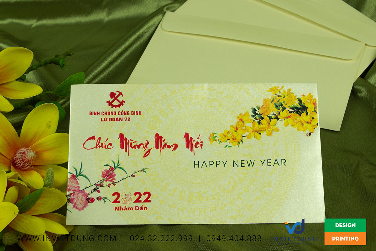 Mẫu phong bì chúc mừng năm mới Binh chủng Công binh - Lữ đoàn 72