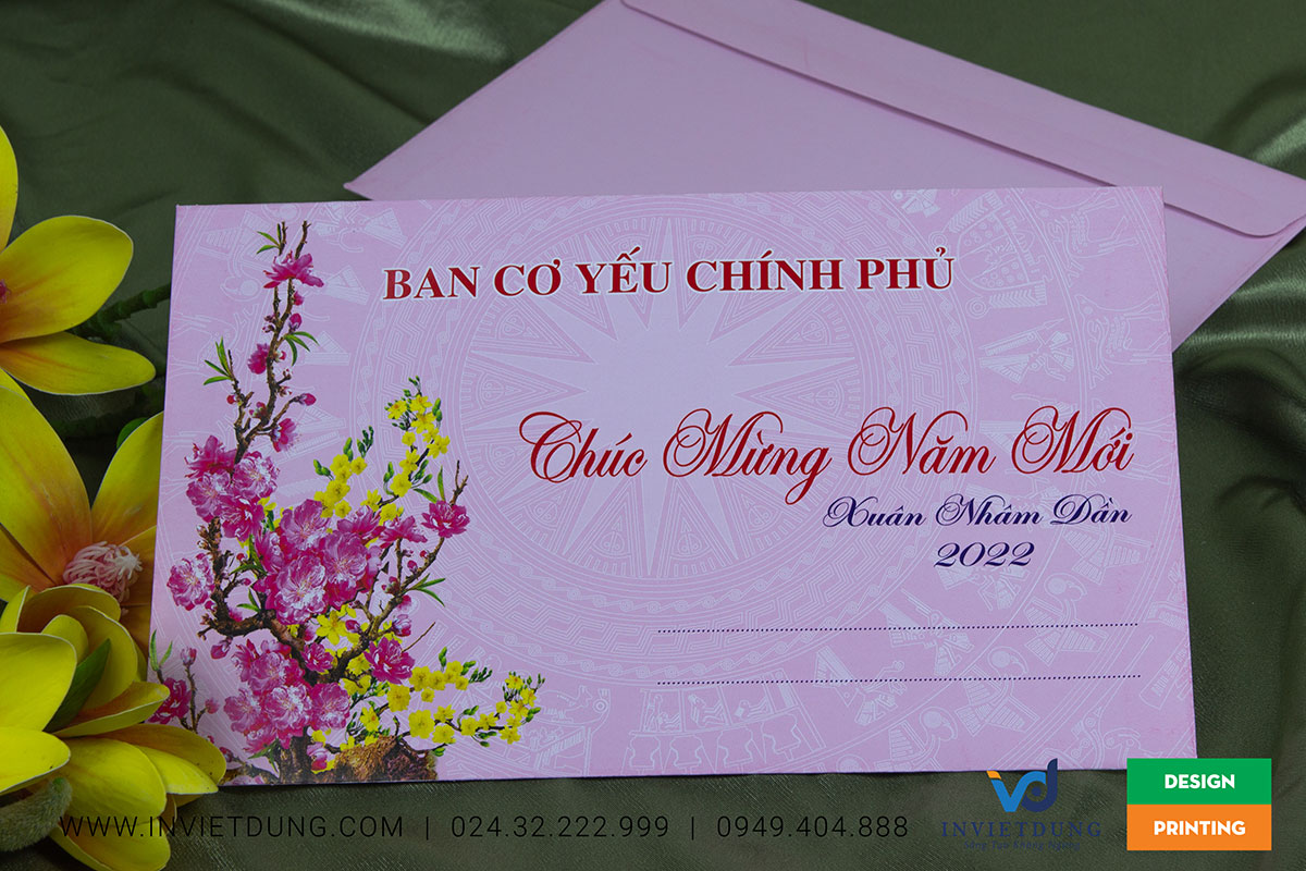 Mẫu phong bì chúc mừng năm mới đẹp Ban cơ yếu Chính phủ