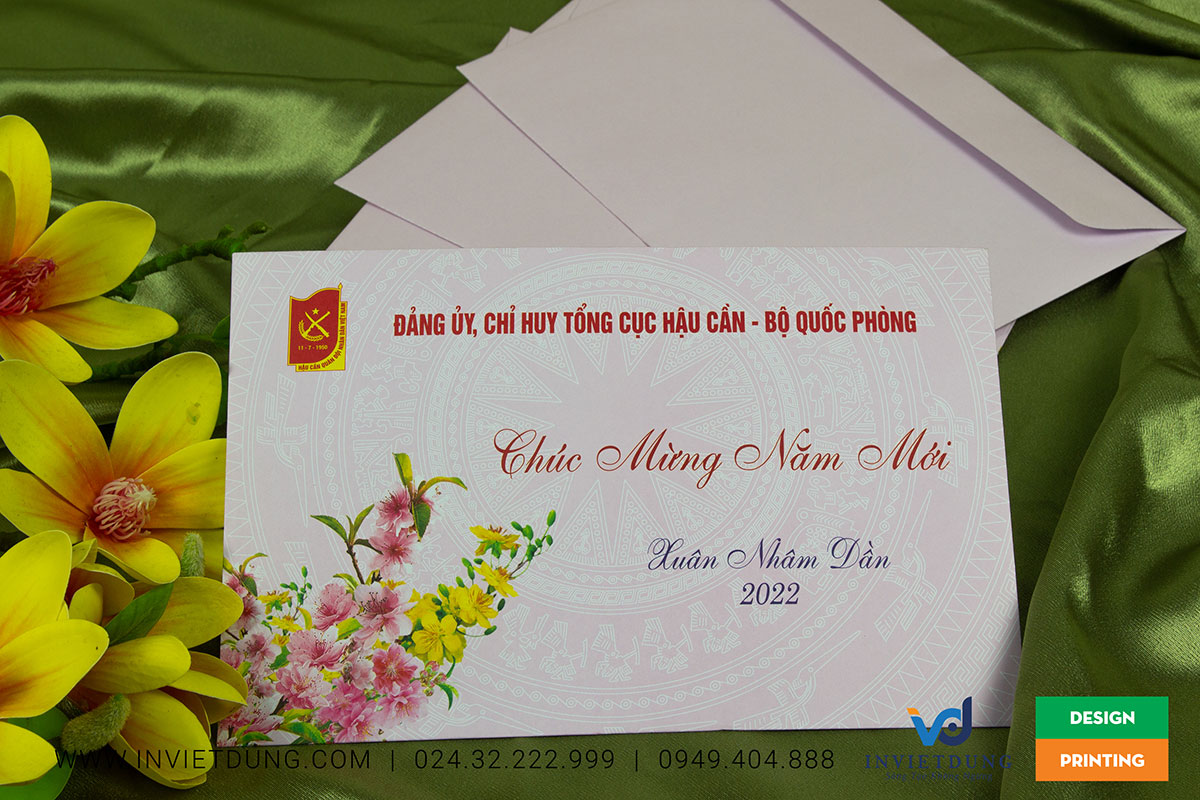 In phong bì A6 chúc mừng năm mới cơ quan