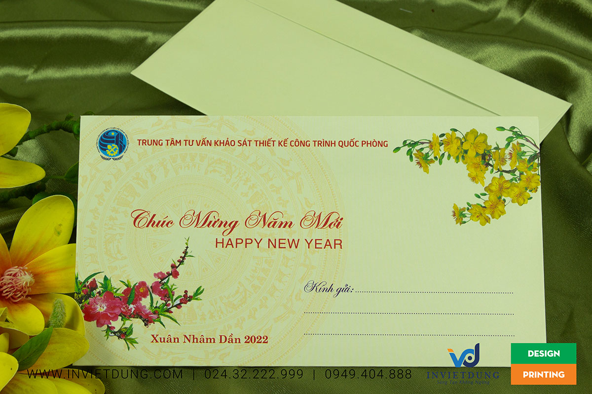 Mẫu phong bì tết trung tâm tư vấn khảo sát thiết kế công trình Quốc phòng