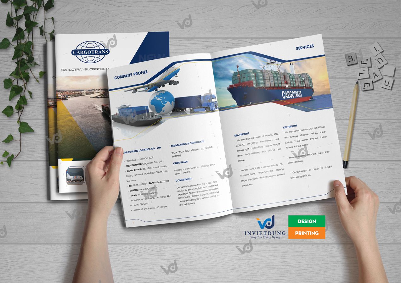 In Company profile công ty được thiết kế song ngữ Việt Anh