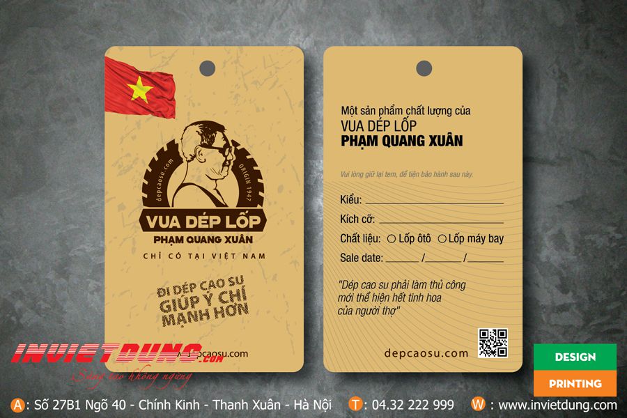 In thẻ bài cửa hàng dép cao su Vua Dép Lốp