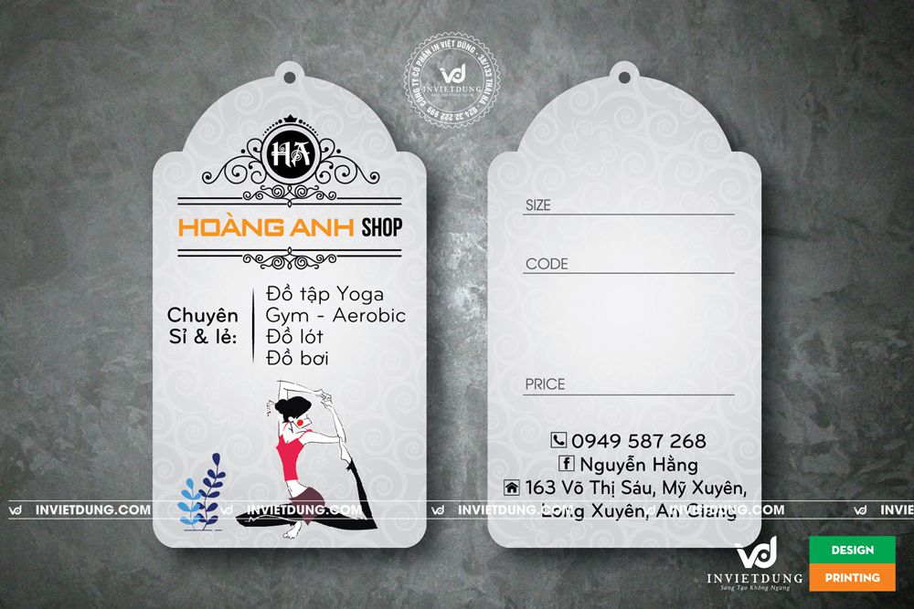 Làm mác quần áo cho cửa hàng quần áo Hoàng Anh