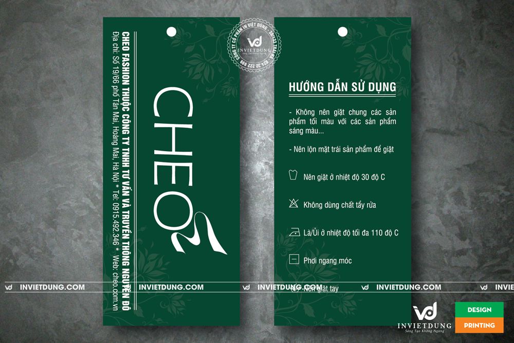 Shop thời trang CHEO đặt làm tag quần áo tại In Việt Dũng