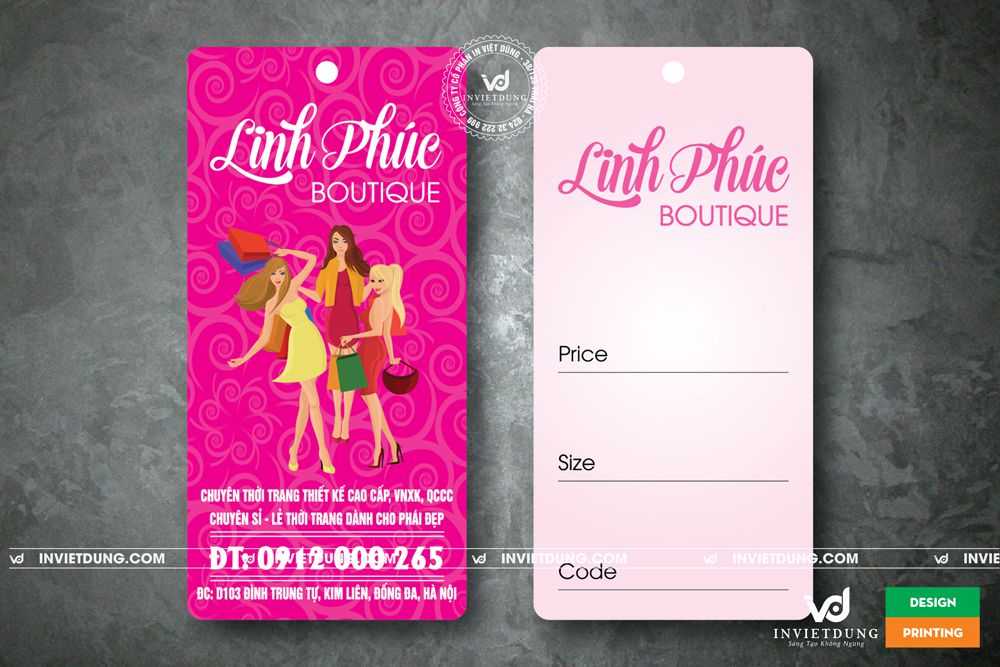 Mẫu thẻ tag quần áo Linh Phúc Boutique