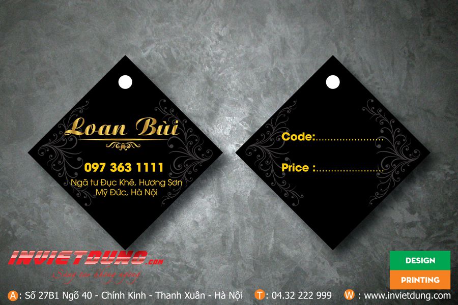 mẫu tag hình vuông shop thời trang Loan bùi