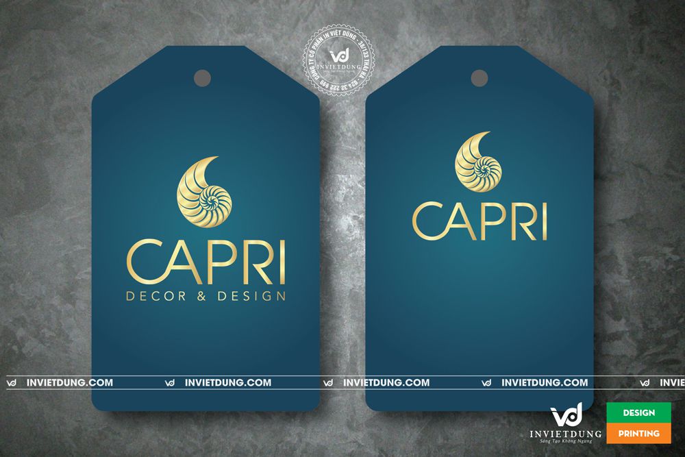 Mẫu thẻ bài quần áo thương hiệu CAPRI