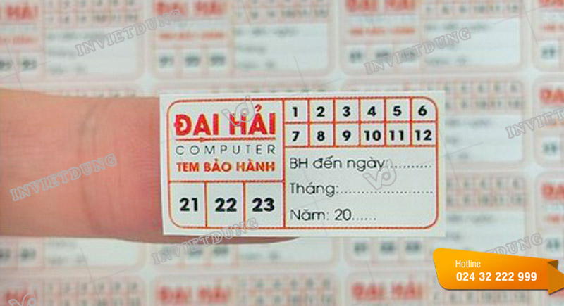 Mẫu tem bể bảo hành cho cửa hàng Đại Hải Computer