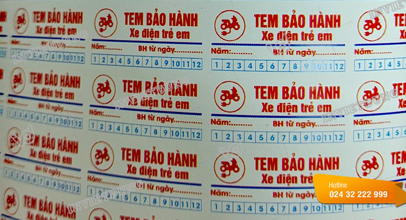 Mẫu tem bể bảo hành cho cửa hàng xe điện trẻ em