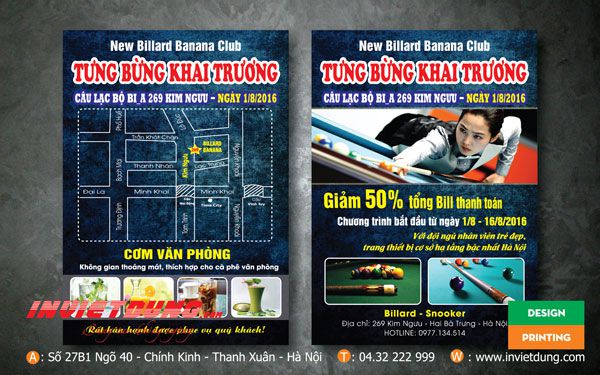 Tờ rơi clb Bida, Mẫu tờ rơi quảng cáo clb Billard đẹp