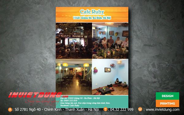 Tờ rơi cafe RUBY, mẫu tờ rơi quảng cáo quán cafe đẹp