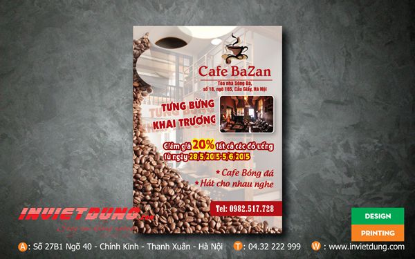 Tờ rơi khai trương quán cafe, in tờ rơi khai trương quán cafe