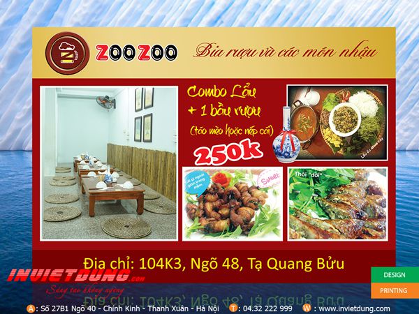 Tờ rơi nhà hàng ZOO ZOO Tờ rơi nhà hàng ZOO ZOO