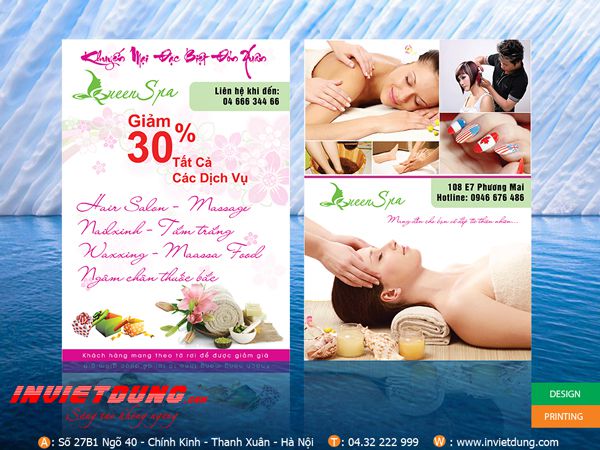 Tờ rơi spa Mẫu quảng cáo tờ rơi Queen Spa